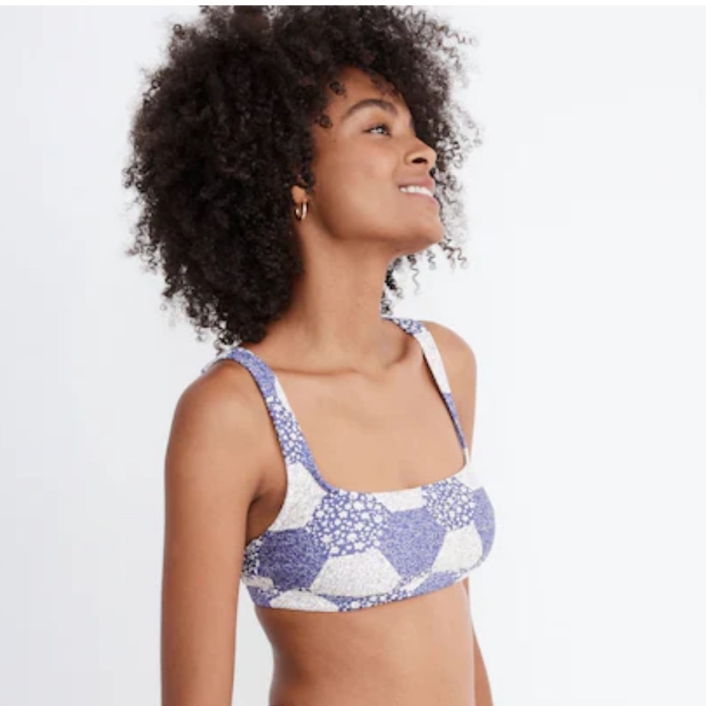 Madewell Second Wave Bikini Top in Patchwork Floral SZ S NEW